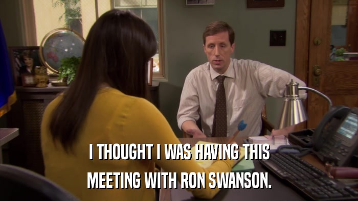I THOUGHT I WAS HAVING THIS MEETING WITH RON SWANSON. 