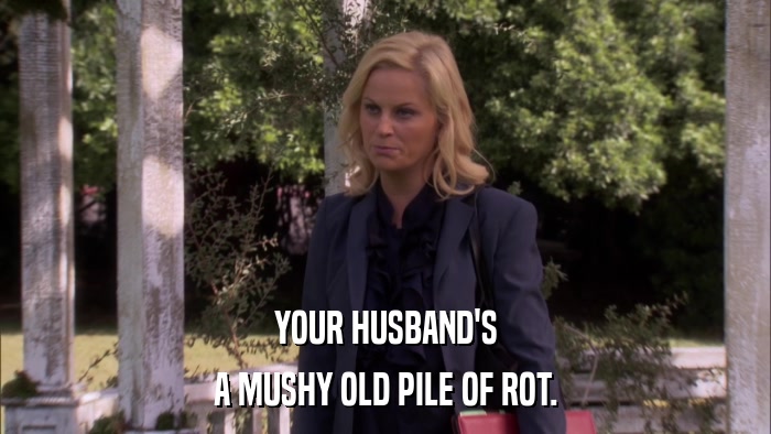 YOUR HUSBAND'S A MUSHY OLD PILE OF ROT. 