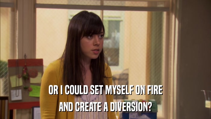 OR I COULD SET MYSELF ON FIRE AND CREATE A DIVERSION? 