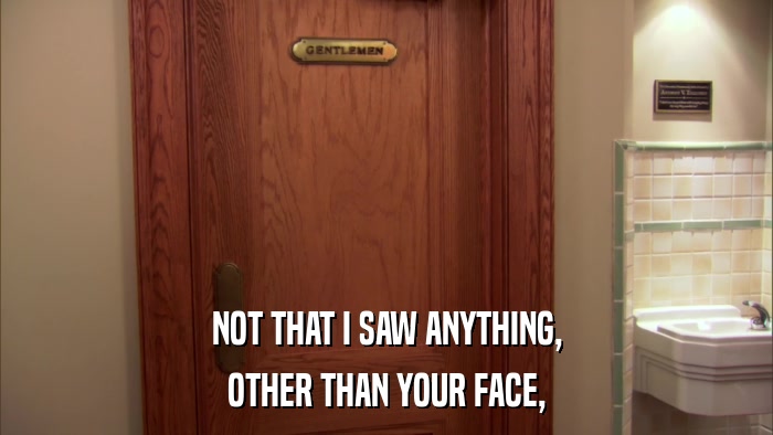 NOT THAT I SAW ANYTHING, OTHER THAN YOUR FACE, 