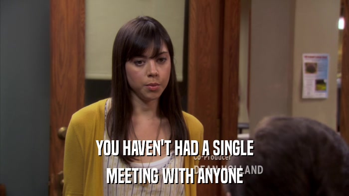 YOU HAVEN'T HAD A SINGLE MEETING WITH ANYONE 