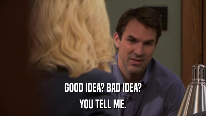 GOOD IDEA? BAD IDEA? YOU TELL ME. 