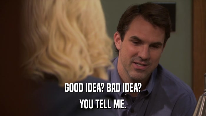 GOOD IDEA? BAD IDEA? YOU TELL ME. 