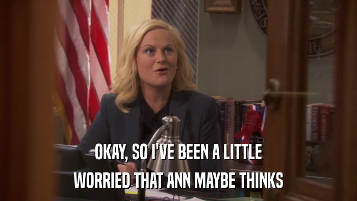 OKAY, SO I'VE BEEN A LITTLE WORRIED THAT ANN MAYBE THINKS 