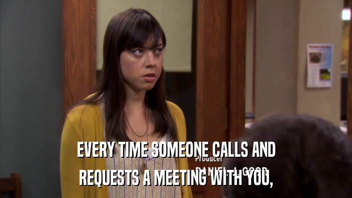 EVERY TIME SOMEONE CALLS AND REQUESTS A MEETING WITH YOU, 
