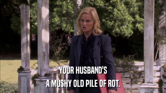YOUR HUSBAND'S A MUSHY OLD PILE OF ROT. 