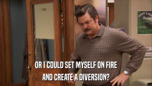 OR I COULD SET MYSELF ON FIRE AND CREATE A DIVERSION? 