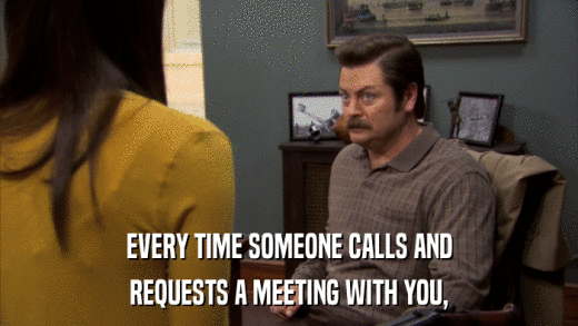 EVERY TIME SOMEONE CALLS AND REQUESTS A MEETING WITH YOU, 