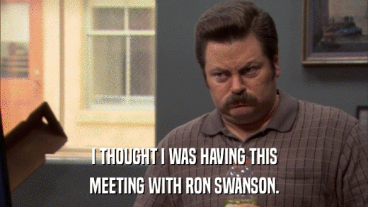I THOUGHT I WAS HAVING THIS MEETING WITH RON SWANSON. 