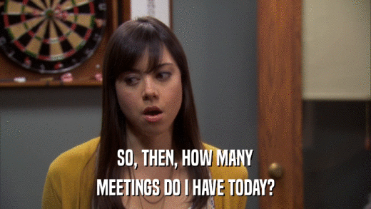 SO, THEN, HOW MANY MEETINGS DO I HAVE TODAY? 