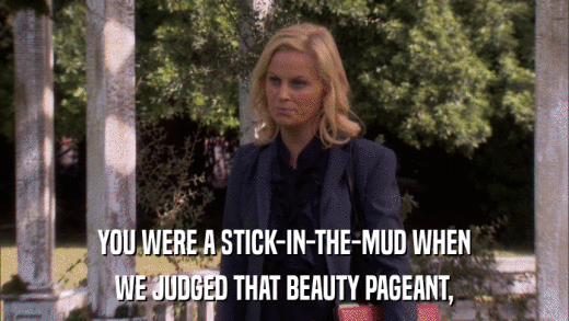 YOU WERE A STICK-IN-THE-MUD WHEN WE JUDGED THAT BEAUTY PAGEANT, 
