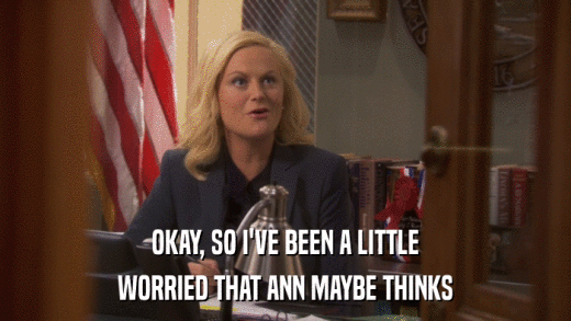 OKAY, SO I'VE BEEN A LITTLE WORRIED THAT ANN MAYBE THINKS 
