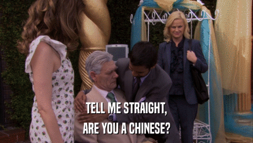 TELL ME STRAIGHT, ARE YOU A CHINESE? 