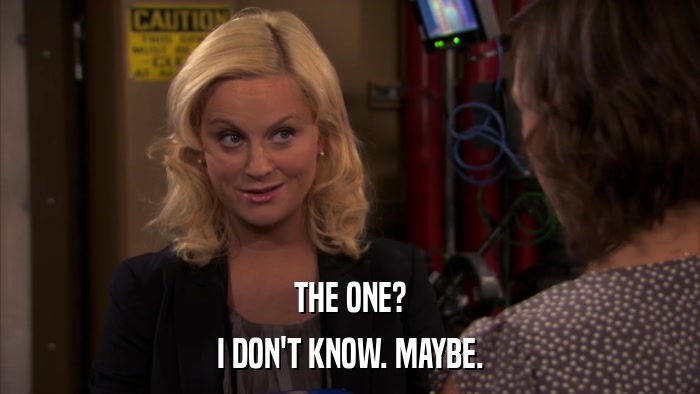 THE ONE? I DON'T KNOW. MAYBE. 