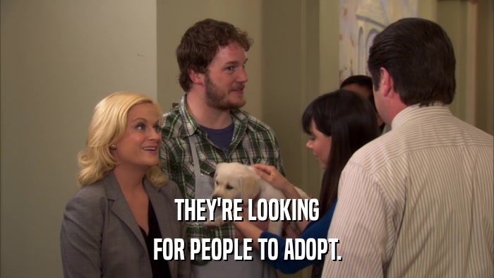 THEY'RE LOOKING FOR PEOPLE TO ADOPT. 