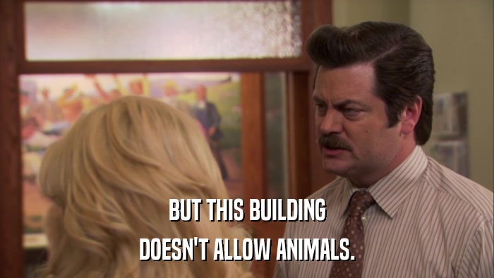 BUT THIS BUILDING DOESN'T ALLOW ANIMALS. 