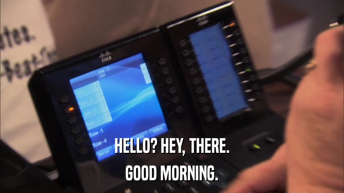 HELLO? HEY, THERE. GOOD MORNING. 