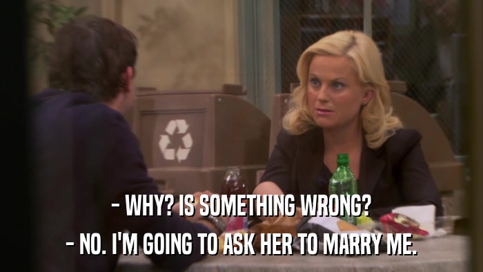 - WHY? IS SOMETHING WRONG? - NO. I'M GOING TO ASK HER TO MARRY ME. 