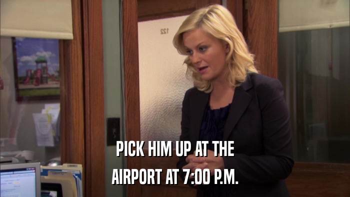 PICK HIM UP AT THE AIRPORT AT 7:00 P.M. 