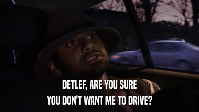 DETLEF, ARE YOU SURE YOU DON'T WANT ME TO DRIVE? 