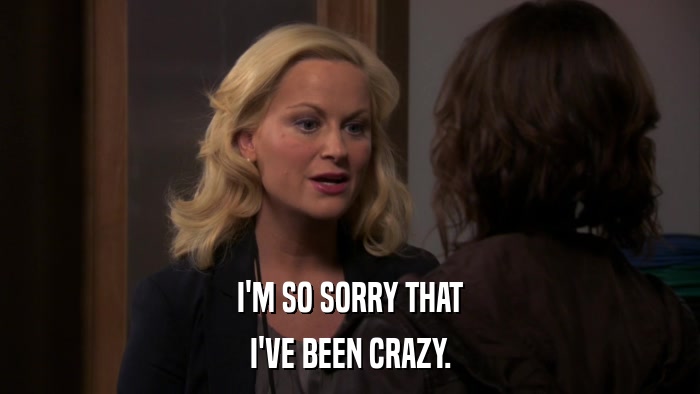 I'M SO SORRY THAT I'VE BEEN CRAZY. 