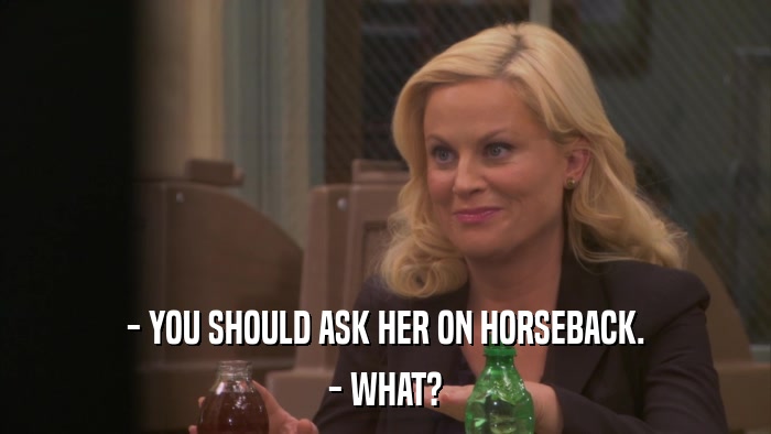 - YOU SHOULD ASK HER ON HORSEBACK. - WHAT? 