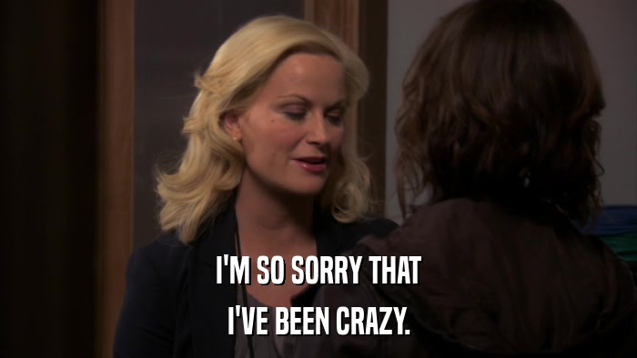 I'M SO SORRY THAT I'VE BEEN CRAZY. 