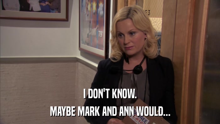 I DON'T KNOW. MAYBE MARK AND ANN WOULD... 