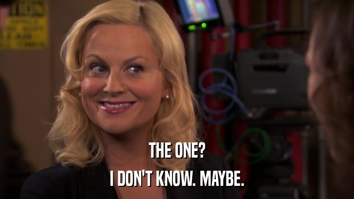 THE ONE? I DON'T KNOW. MAYBE. 