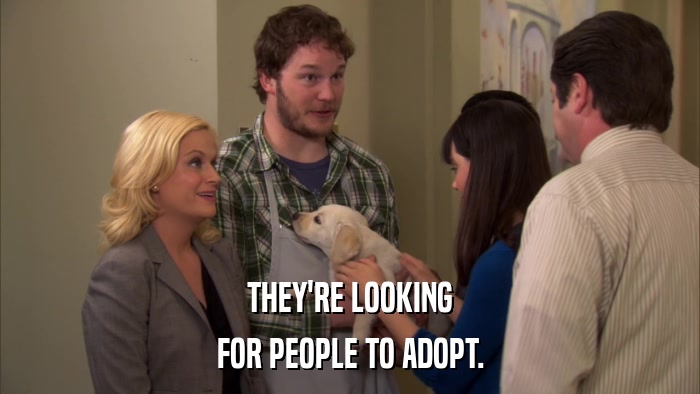 THEY'RE LOOKING FOR PEOPLE TO ADOPT. 