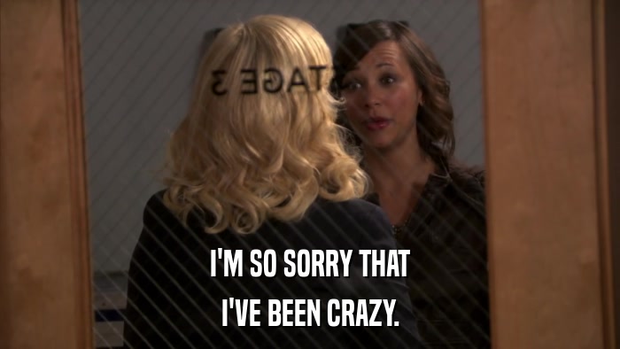 I'M SO SORRY THAT I'VE BEEN CRAZY. 