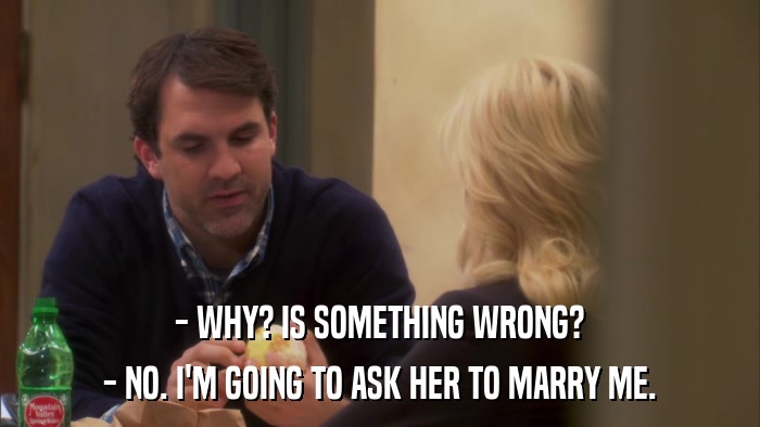 - WHY? IS SOMETHING WRONG? - NO. I'M GOING TO ASK HER TO MARRY ME. 