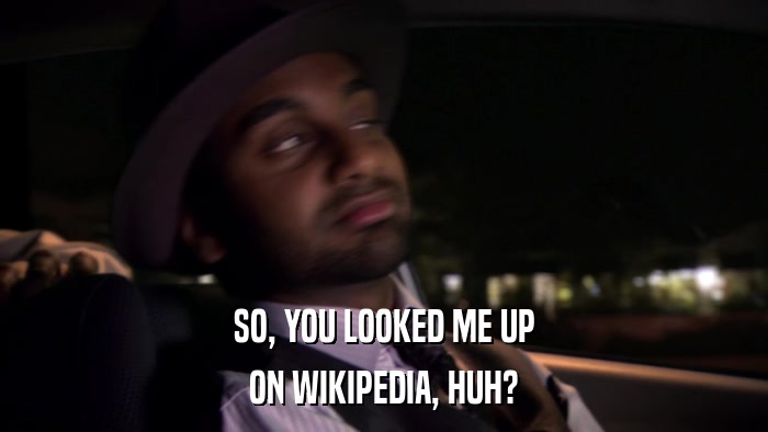 SO, YOU LOOKED ME UP ON WIKIPEDIA, HUH? 