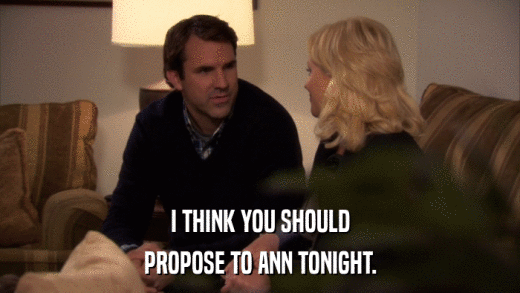 I THINK YOU SHOULD PROPOSE TO ANN TONIGHT. 