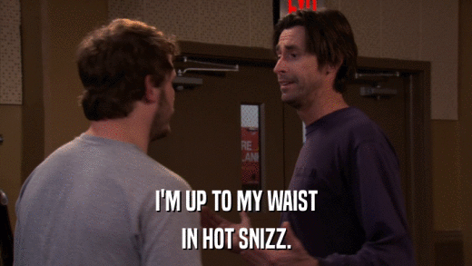 I'M UP TO MY WAIST IN HOT SNIZZ. 
