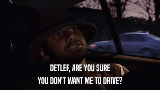 DETLEF, ARE YOU SURE YOU DON'T WANT ME TO DRIVE? 