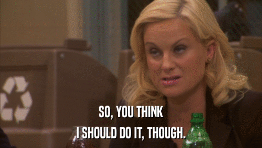 SO, YOU THINK I SHOULD DO IT, THOUGH. 