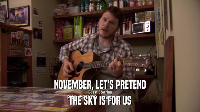NOVEMBER, LET'S PRETEND THE SKY IS FOR US 