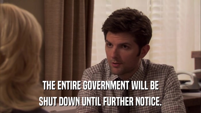 THE ENTIRE GOVERNMENT WILL BE SHUT DOWN UNTIL FURTHER NOTICE. 