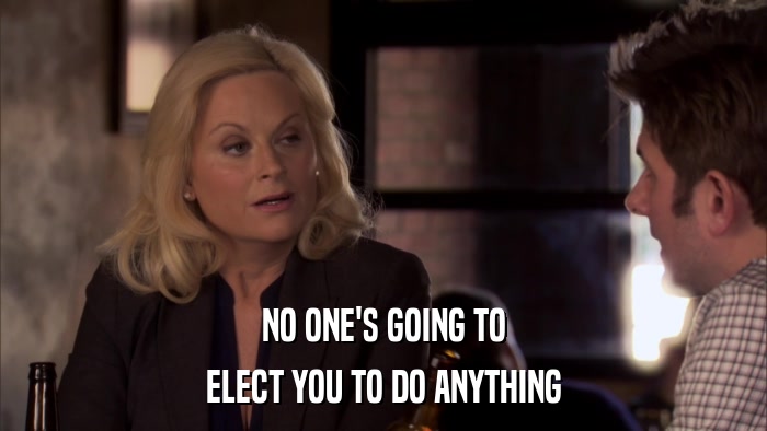 NO ONE'S GOING TO ELECT YOU TO DO ANYTHING 