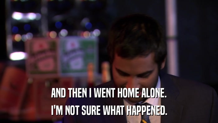 AND THEN I WENT HOME ALONE. I'M NOT SURE WHAT HAPPENED. 