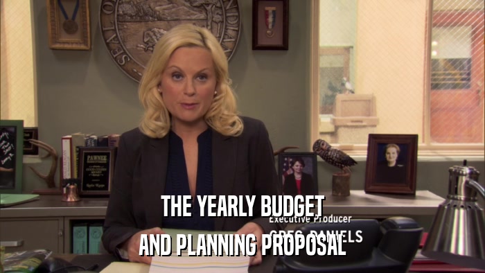 THE YEARLY BUDGET AND PLANNING PROPOSAL 