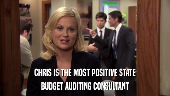 CHRIS IS THE MOST POSITIVE STATE BUDGET AUDITING CONSULTANT 