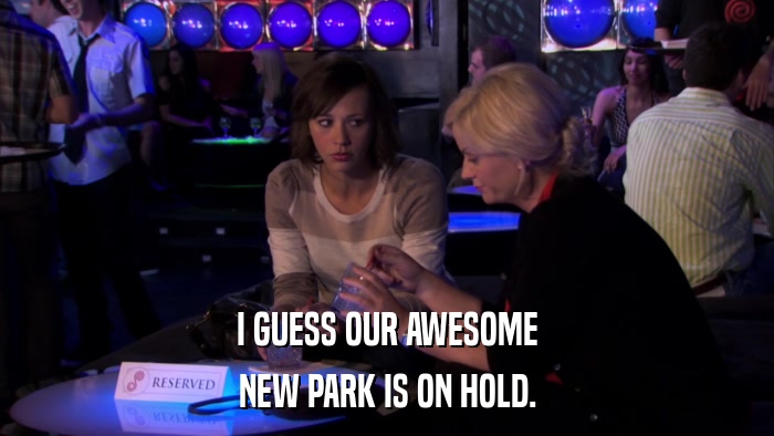 I GUESS OUR AWESOME NEW PARK IS ON HOLD. 