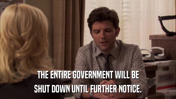 THE ENTIRE GOVERNMENT WILL BE SHUT DOWN UNTIL FURTHER NOTICE. 