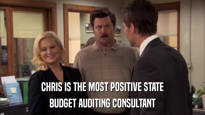 CHRIS IS THE MOST POSITIVE STATE BUDGET AUDITING CONSULTANT 
