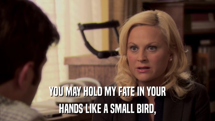 YOU MAY HOLD MY FATE IN YOUR HANDS LIKE A SMALL BIRD, 