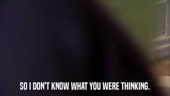 SO I DON'T KNOW WHAT YOU WERE THINKING.  