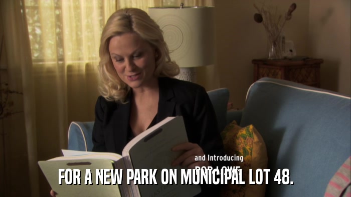 FOR A NEW PARK ON MUNICIPAL LOT 48.  