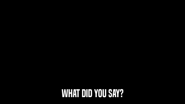 WHAT DID YOU SAY?  